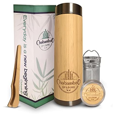 Tea Tumbler Infuser Bamboo Bottle 18 oz, LiveZen