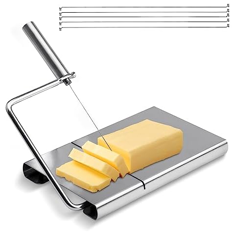 Bellemain Stainless Steel Wire Cheese Slicer - Hand Held Cheese Cutter for  Cheddar, Gruyere, Raclette, Mozzarella Cheese Block, Adjustable Cheese