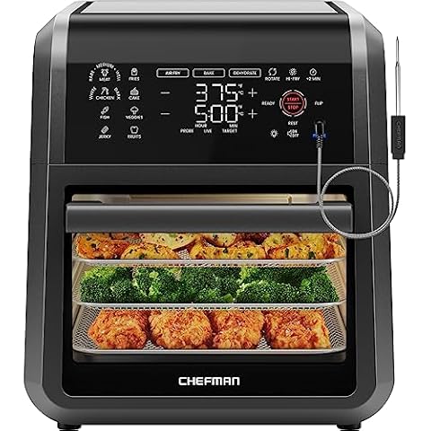 KitchenUp 12 QT Air Fryer Oven Combo, 10-in-1 Auto-Stirring Hot Cooker with  Visualized Window, Dishwasher Safe Frying Accessories for Roasting