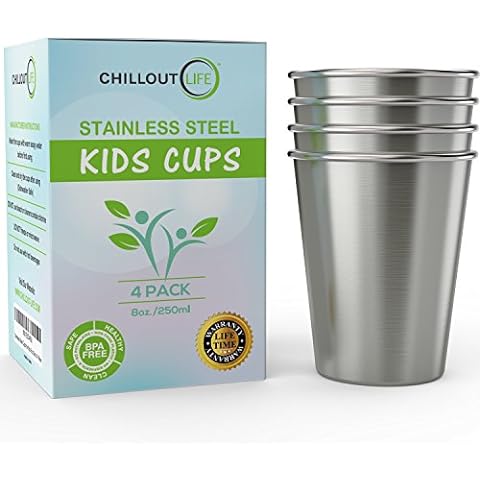 Kids Cups with Straw and Lid Spill Proof, 5 Pack 12oz Stainless Steel  Drinking Tumbler with Coasters,Unbreakable Water Glasses,BPA-Free Metal  Sippy Mug for Toddler,Children,Adult, Indoor, Outdoor 