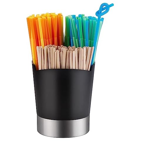 Straw Holder For Counter, Stainless Steel Coffee Stirrers Holder 6.7 X  4.9 Best Seller