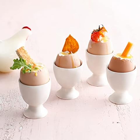  luzen 2Pcs Ceramic Egg Cups Porcelain Single Egg Stand Holders  Egg Cup Tray Kitchen Gadgets Tools for Hard Boiled Eggs Breakfast Party  Dinning, White : Home & Kitchen