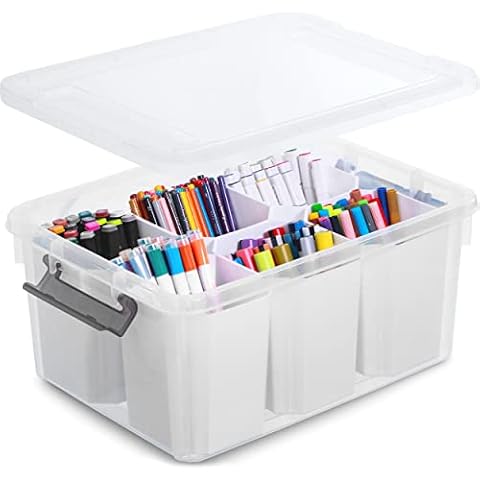 Citylife 1.3 QT 10 Packs Small Storage Bin with Lid Latch Stackable Storage  Box Clear Grey