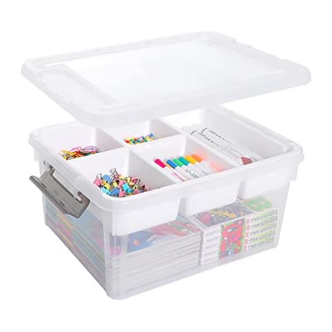 Citylife 1.3 QT 10 Packs Small Storage Bin with Lid Latch Stackable Storage  Box Clear Grey