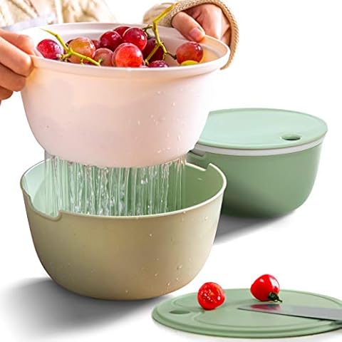 8.2 Quart Strainers and Colanders Bowl Set, Multifunctional Double