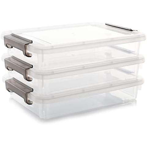 Citylife 8.5 QT 4 Packs Storage Bins with Lids Clear Plastic Bins
