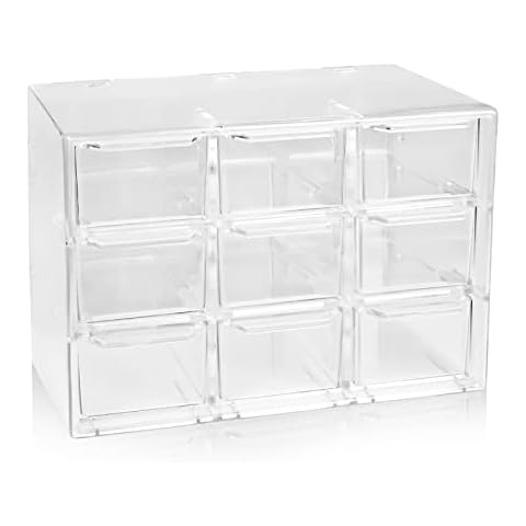 Rempry 7.1x5.1x13.2 Mini Organizer Box Storage Container Case with 7  Clear Desktop Drawer Units,White