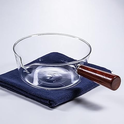 cangfort glass cooking pot - 1.5l/50oz heat-resistant borosilicate glass  handmade cookware set stovetop pot 