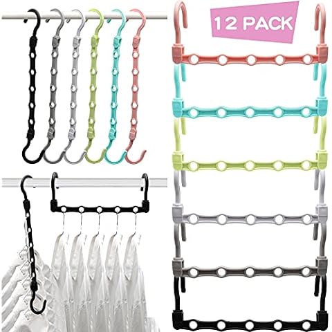 Space Saving Hangers for Clothes Hangers Space Saving Wardrobe Clothing Hanger Organizer Closet Space Saver Hangers (5 Pack Green), Size: 13.11 x 6.7