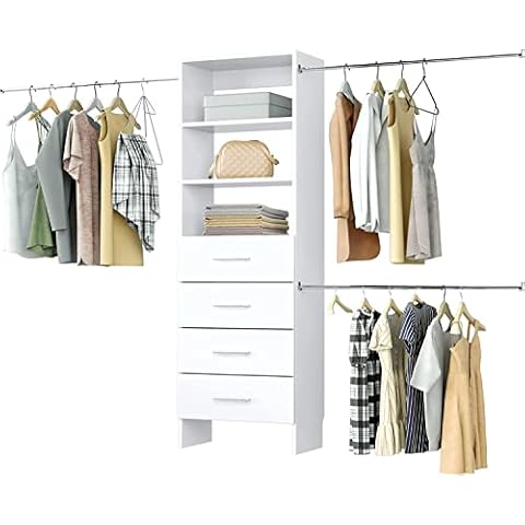 Modular Closets Built-in Closet Tower With Slanted Shoe Shelves - 31.5,  White