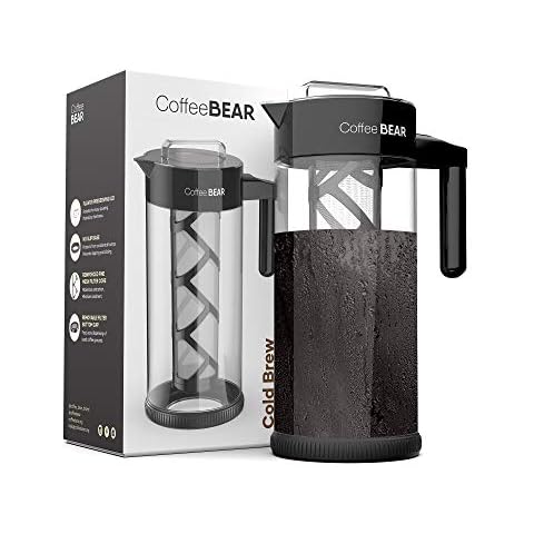 Aquach Airtight Cold Brew Coffee (Iced Tea) Maker 51oz/1.5L, BPA-Free,  Durable Borosilicate Glass Pitcher and Stainless Steel Fine-Mesh Filter