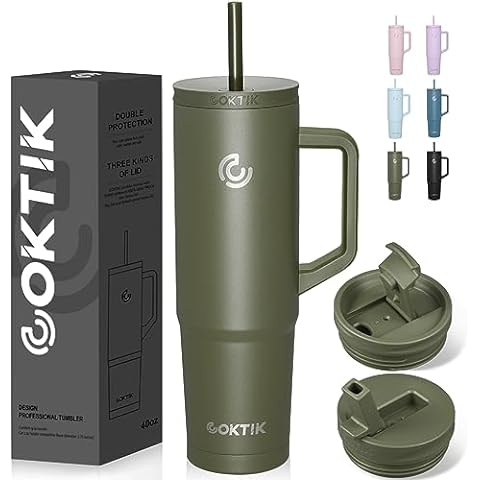 COKTIK 20 oz 2 Pack Tumbler with Lid and Straw, Stainless Steel