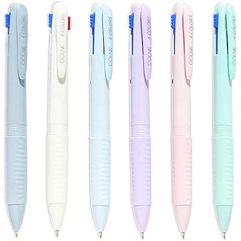 AnutriON 20 Pack Multicolor Ballpoint Pen 0.5mm 6-in-1 Colored Pens Fine  Point, Retractable Ballpoint Pens Bulk, Multi Colored Pens in One