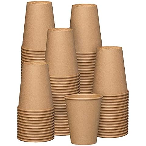 Ginkgo 100 Pack 12 oz Disposable Thickened Paper Coffee Cups with Lids and  Sleeves To Go Hot Coffee Cups for Home Office Wedding and Cafes White Brown  Black