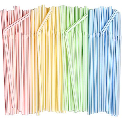 Comfy Package Wide Straws Disposable Plastic Straws for Drinking, Assorted  Colors 100-Pack 