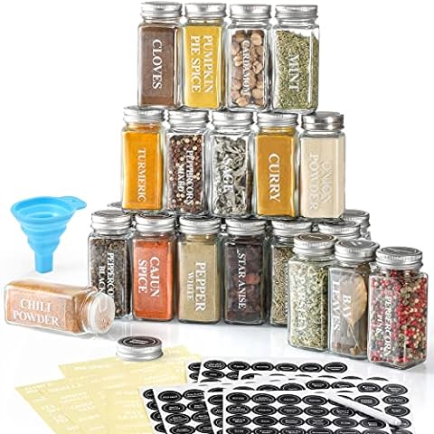 24pcs Spice Jars With Label, Thickened Glass Seasoning Jars With Bamboo  Lids, Airtight Sealing Seasoning Bottles With Silicone Funnel For Easy  Refilli