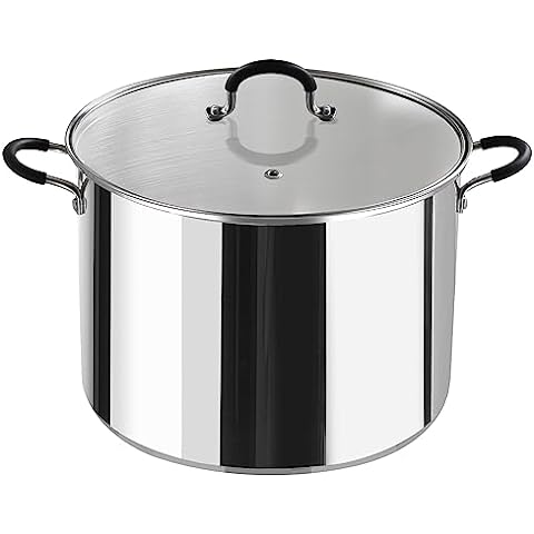 HOMICHEF 16 Quart LARGE Stock Pot with Glass Lid - NICKEL FREE Stainless  Steel Healthy Cookware Stockpots with Lids 16 Quart - Mirror Polished