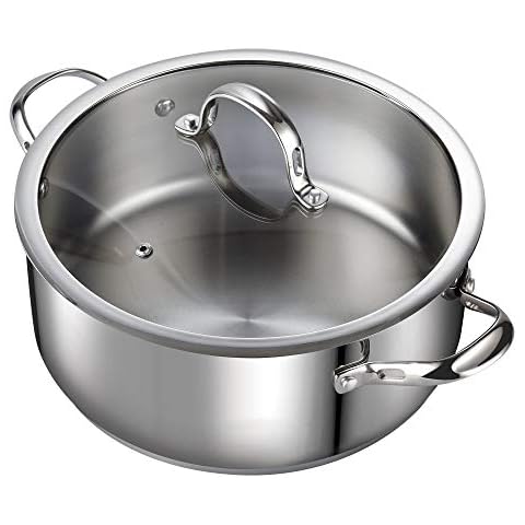 Vesuvio 5 Quart Nonstick Dutch Oven :: Nontoxic Ceramic Coated Stock Pot with Oven Safe Glass Lid