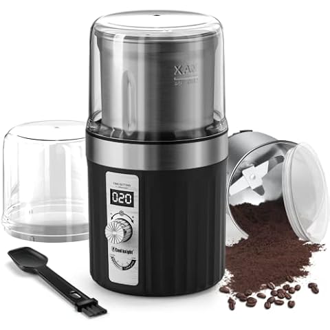 Cool Knight Adjustable Coffee Grinder Electric, with Timing Setting and Removable Stainless Steel Bowl, Herb Spice Grinder Great for Coffee Bean