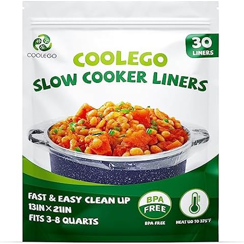 KOOC Disposable Slow Cooker Liners and Cooking Bags, 1 Pack(10 Counts),  Large Size Pot Liners Fit 4QT to 8.5QT, 13x 21, Fresh Locking Seal  Design