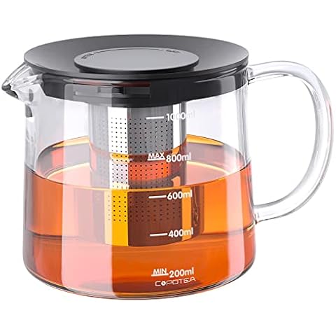 Glass Teapot Stovetop 20 OZ/600ml, Tea pot with Removable 18/8 Stainless  Steel Infuser, Borosilicate Clear Tea Kettle, Teapot Blooming and Loose  Leaf Tea Maker Tea Brewer for Camping, Travel