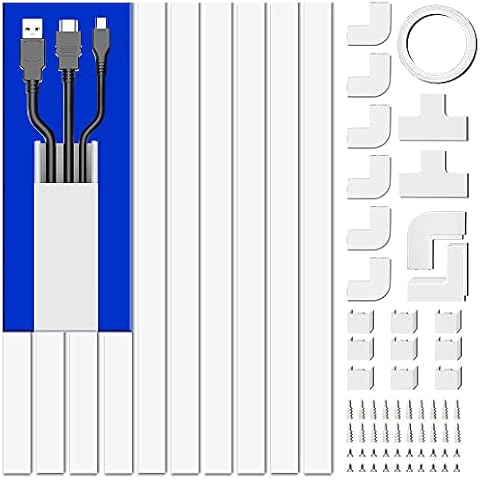 EVEO 306 Grey Cord Hider, Cable Concealer Cord Cover Wall- Paintable Wire  Covers for Cords- Wire