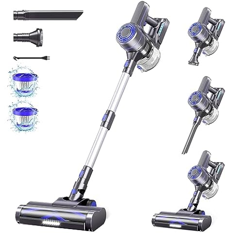 BRITECH Cordless Lightweight Stick Vacuum Cleaner, 500W Motor for Powerful  Suction 40min Runtime, LED Display Screen & Headlights, Great for Carpet