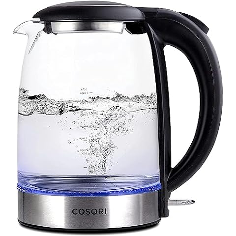 Evoloop Electric Tea Kettle 1.7L Hot Water Boiler, 1500W Glass Water Kettle  BPA Free, LED Indicator, Clear 