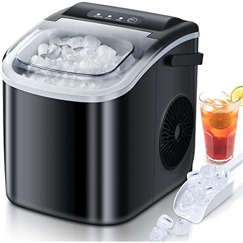 FZF Ice Makers Countertop, Self-Cleaning Function, Portable Electric Ice Cube Maker Machine, 9 Pellet Ice Ready in 6 Mins, 26lbs 24hrs with Ice Bags