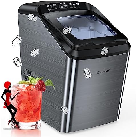 33Lbs/1.5L Portable Silver Bullet Ice Maker Machine Countertop Ice  Scoop&Basket