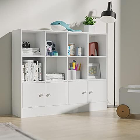  Cozy Castle White Small Bookshelf, Wood 8 Cube Storage Organizer  Book Shelves with Anti-Tilt Device, Freestanding Modern Bookcase for  Bedroom, Office, Living Room : Home & Kitchen