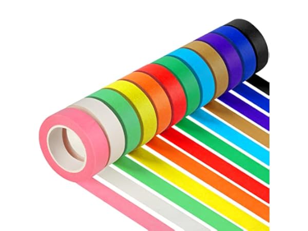  Craftzilla Colored Masking Tape – 11 Roll Multi Pack – 825 Feet  x 1 Inch of Colorful Craft Tape – Vibrant Rainbow Colored Painters Tape –  Great for Arts & Crafts