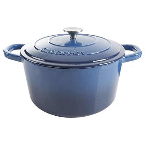 Overmont 2 in 1 Pre Seasoned Dutch Oven with Skillet Lid for Induction,  Electric, Grill, Stovetop, BBQ, Camping (5 Quart)