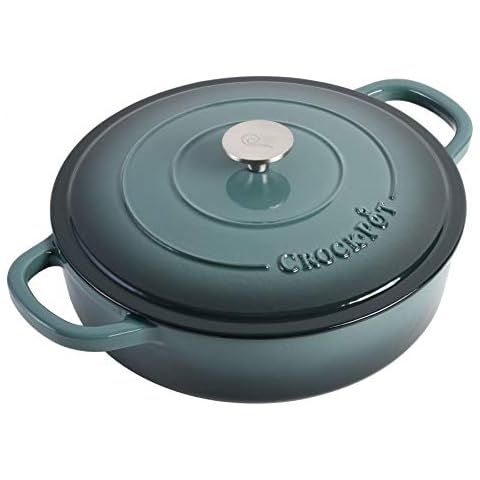 MegaChef 2 qt. Round Enameled Cast Iron Braiser Pan in Dark Blue