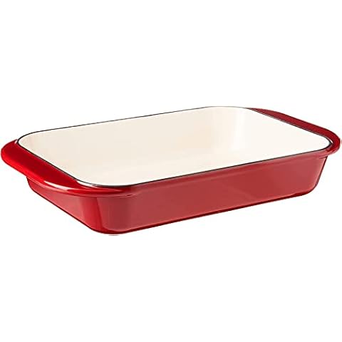 Rachael Ray Nitro Cast Iron 9 in. x 13 in. Red Rectangle Cast Iron Roasting Pan