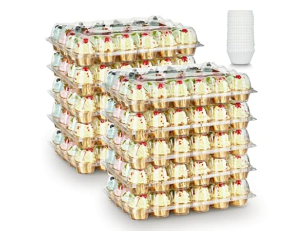 LEPump Cupcake Carrier, 3-Tiers Cupcake Containers, Holds 36 Cupcakes or 3  Large Cakes, Cupcake Holder, Cupcake Box with Lid and Handle (WHITE)