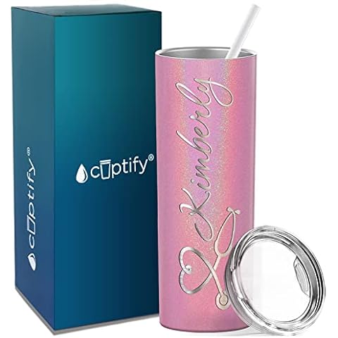 Cuptify Personalized Nurse Water Bottle Heart Stethoscope on 32 oz 1 Liter  Motivational Tracking with Time Marker Gift for Nurses RN