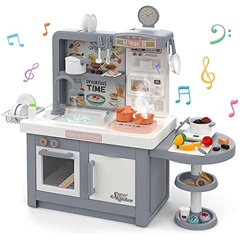 CUTE STONE Pretend Play Kitchen Toy with Cookware Steam Pressure