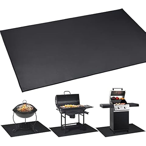 Resilia Large Under Grill Mat Black, 72 x 48 Inches, 12-Inch Splatter Protection Lip, for Outdoor Use