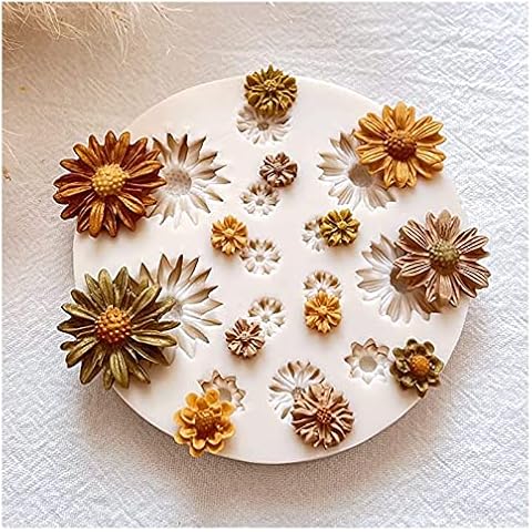 BABORUI 3Pcs Flower Clay Molds Rose Daisy Sunflower Polymer Clay Molds  Different Size Flowers Silicone Molds for Clay Jewelry Earring Making