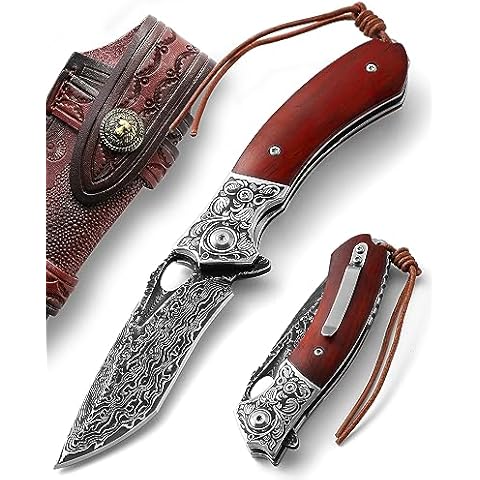 Bmk-1015 Hestia Damascus Pocket Knives Blue Ruby Gem diamond