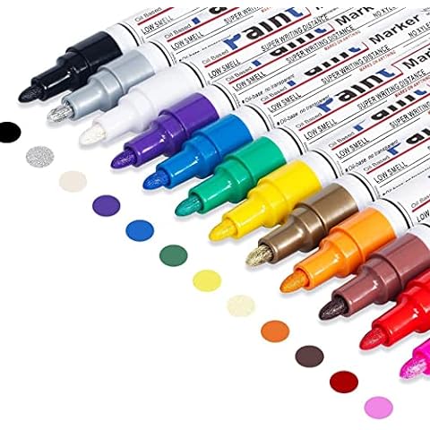 Silver Paint Pen Permanent Metallic Marker - 8 Oil Based Paint Pens, Medium  Tip, Quick Drying and Waterproof Marker Pens for Automotive Restoration
