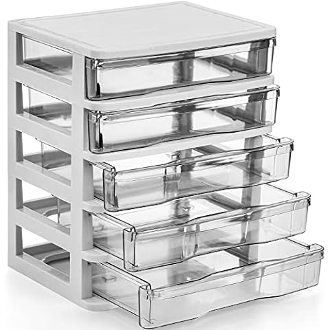 Rempry Mini Plastic Drawers Organizer, 7.1x5.1x13.2 Small Storage  Drawers Containers with 7 Clear Drawer Units, Black
