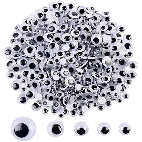 150Pcs 1 Inch Plastic Wiggle Googly Eyes Self-Adhesive Black round