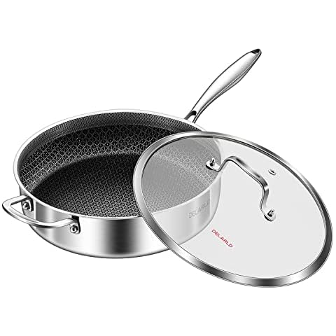 SENSARTE Nonstick Deep Frying Pan, 12 Inch Large Skillet Pan, Induction  Cookware, 5Qt Non Stick Saute Pan with Lid, Non Toxic Cooking Pan with  Helper