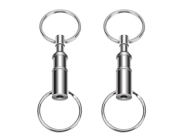 FEGVE Belt Clip with Detachable Titanium Key Ring and D-shaped keyring,  Duty Belt Key Holder Key Clip Carabiner Keychain for Men