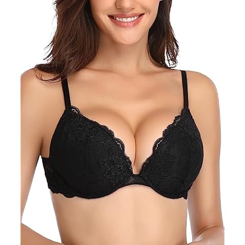 Deyllo Women's Push Up Bras Sexy Lace Padded Floral Contour