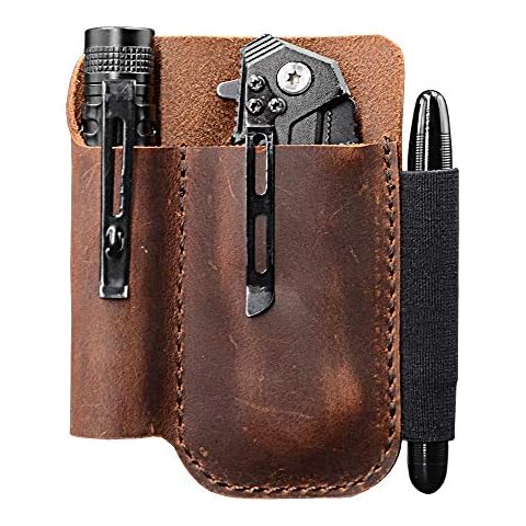 diodrio Pocket Protector Leather Pen Pouch Holder Organizer for Shirts Lab Coats Hold 5 Pens Designed to Keep Pens Inside When Bend Down. No Breaking of