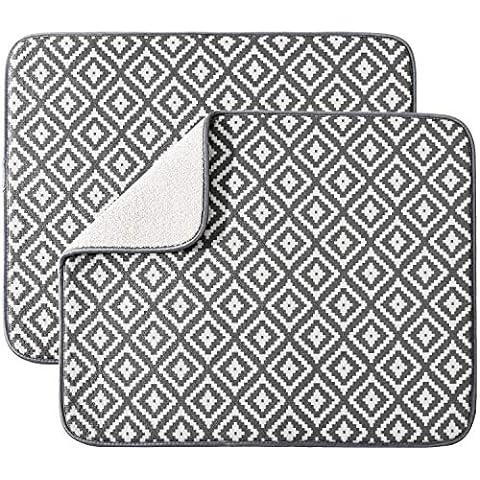 WISELIFE Large Dish Drying Mat-Super Absorbent & Easy to Clean (15 X 18,  Grey)