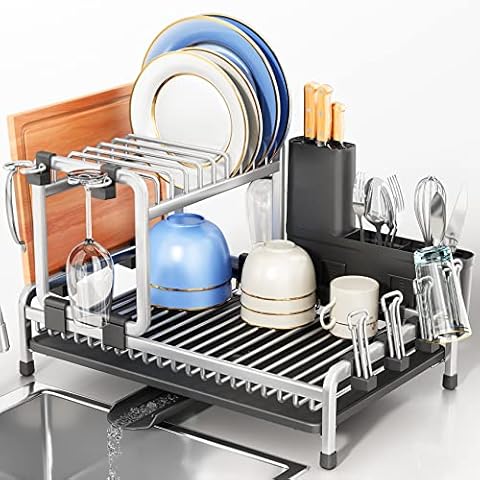 Upgraded Aluminum Dish Drying Rack ROTTOGOON Rustproof Dish Rack